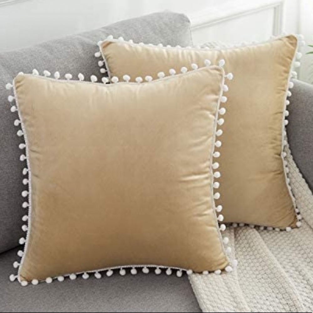 WLNUI Set Of Two Large Velvet Khaki Pillow Covers